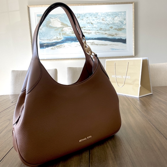 Michael Kors Handbags - $458 Michael Kors KELSEY LG SHLDR TOTE Brown Leather Bag MK Handbag ( NEW )